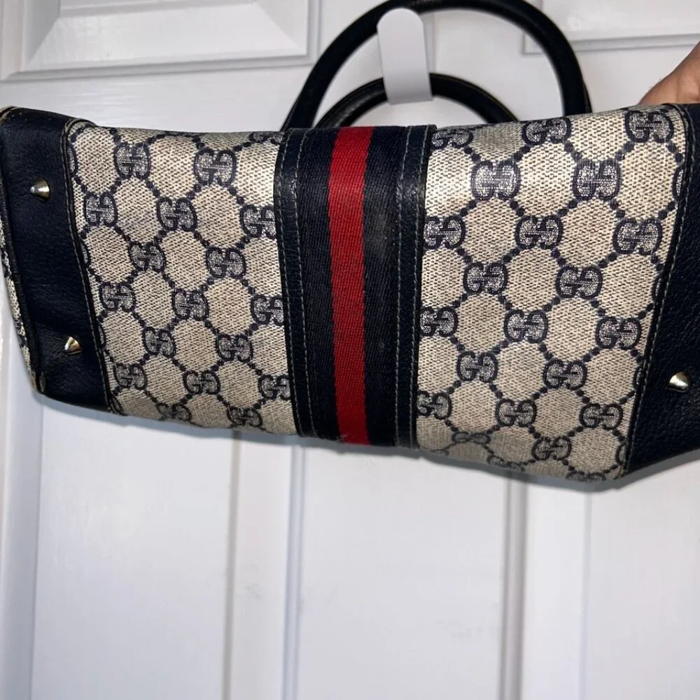 Gucci Monogram Boston Bag – Navy Web Stripe - Picture 4 of 7